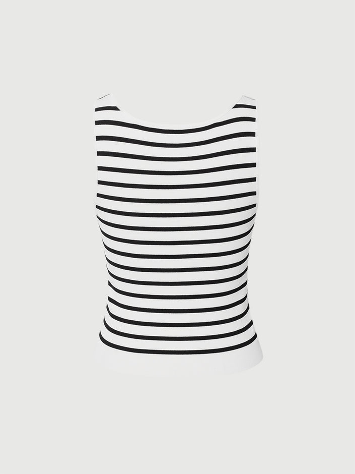 Women's Noir Round Neck Stripe Knitted Vest