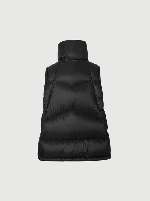 Carica immagine 1 in visualizzazione galleria. Veste sans manches noire à col montant en duvet
