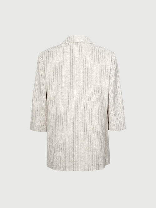 Load image 1 in gallery view. Beige striped blazer
