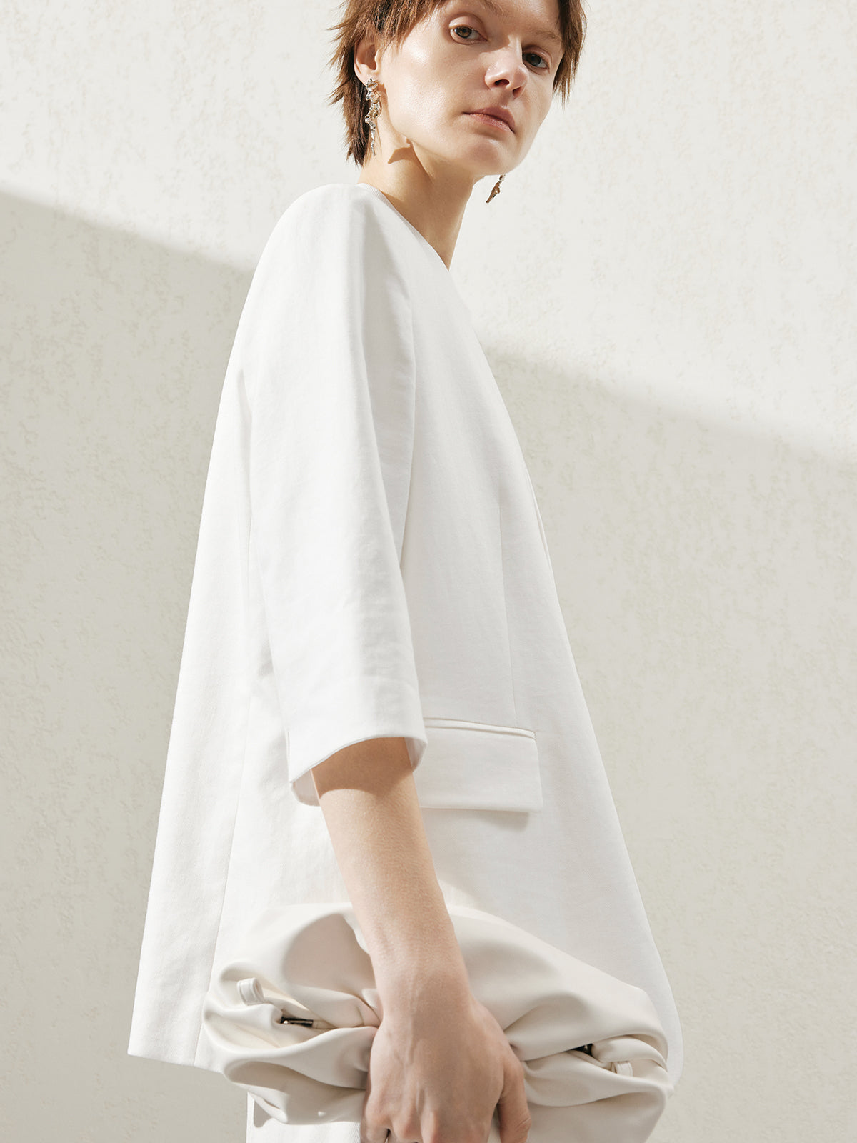 Blazer blanc à manches 3/4