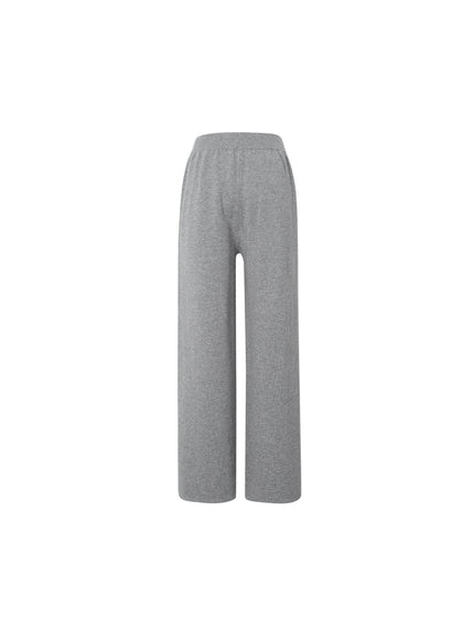 Pantalon gris droit en laine tricoté élastique