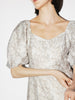 Women's Floral Light Gray Square Neck Puff Sleeves Breathable Lyocell Middle Length Dress