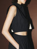 Women's Black Classic Collar Sleeveless Short Shirt