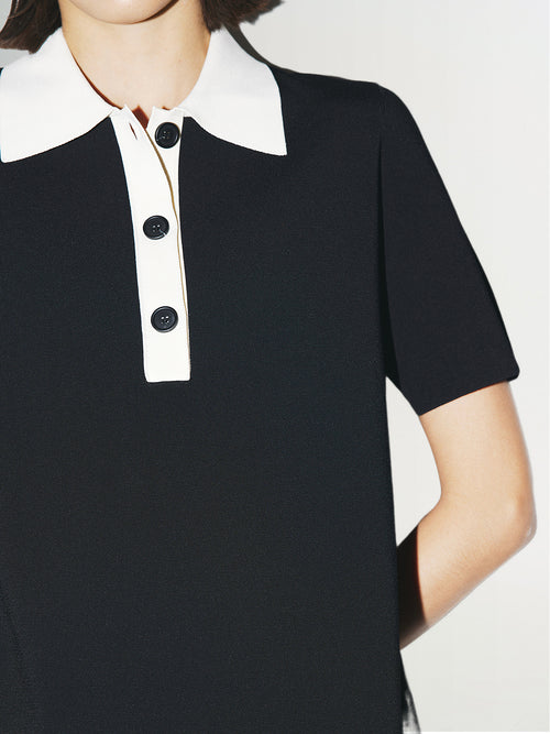 Load image 1 in gallery view. Black dress with white collar
