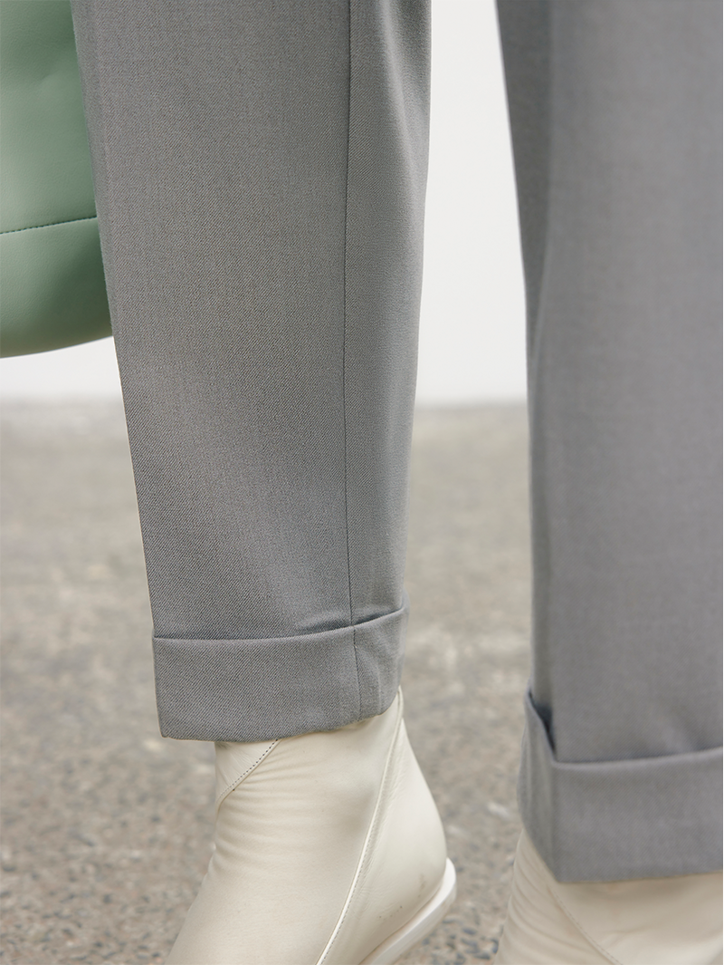 Women's Light Gray Small Leg Wool Trousers