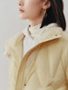 Women's Light Yellow  Stand Collar Goose Puffer Jacket