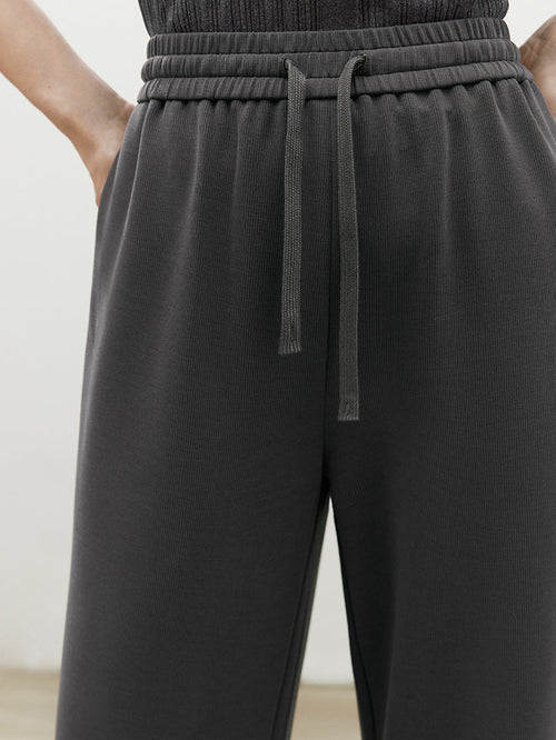 Load image 1 in gallery view. Dark gray wide leg summer pants