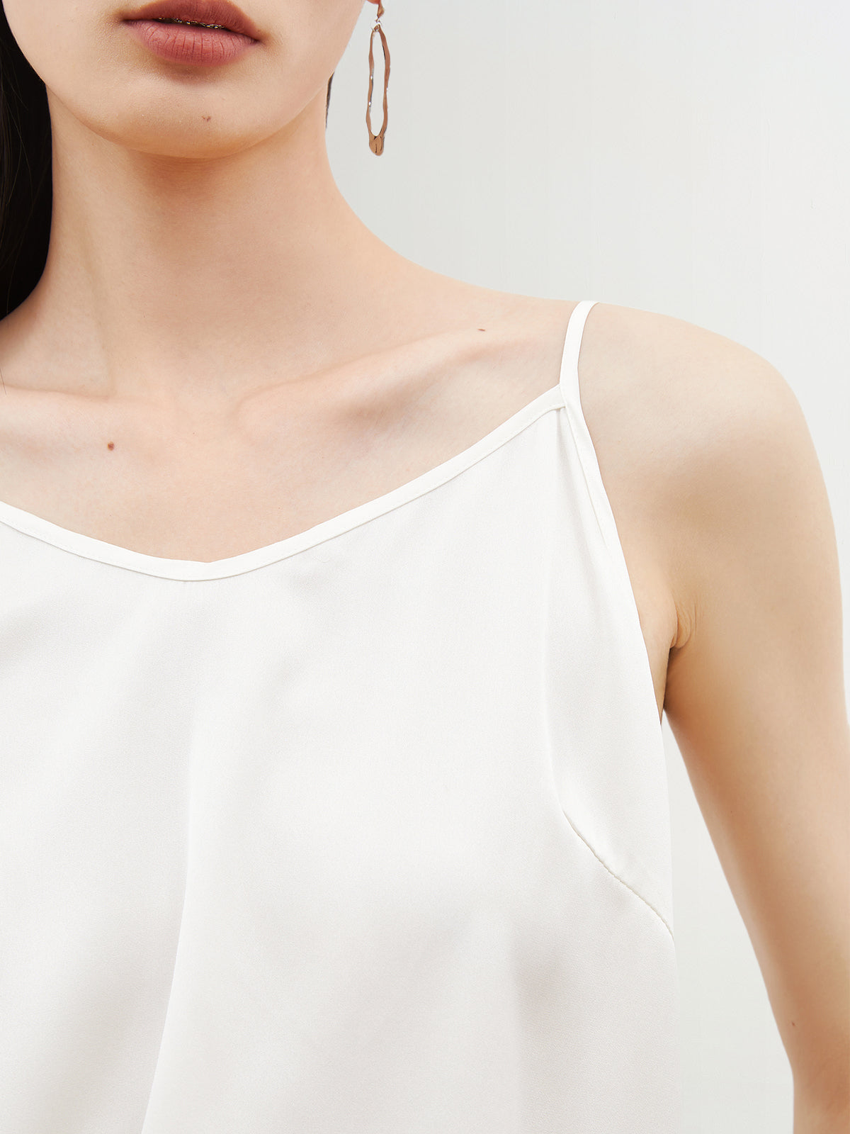 Sleeveless silk top, white, summer