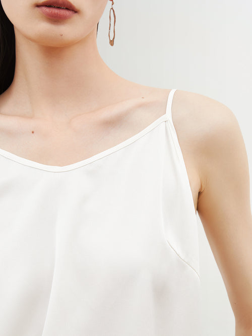 Load image 1 in gallery view. Sleeveless silk top, white, summer