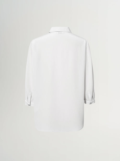 Load image 1 in gallery view. 100% Mulberry Silk Relaxed-Fit Structured Shoulder Lapel Three-Quarter Sleeve Shirt