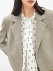 Women's Khaki Notch Lapel Double Short Blazer