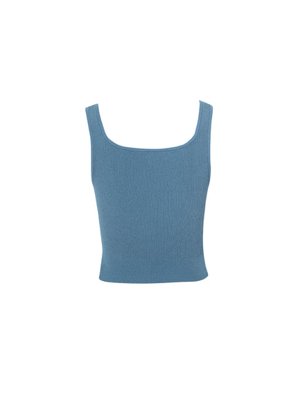 Women's Blue Square Neck Tank Top