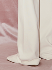 Women's White Corduroy Straight Fit Trousers