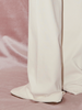 Women's White Corduroy Straight Fit Trousers