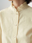 Light Yellow Blouse with Pleated Collar