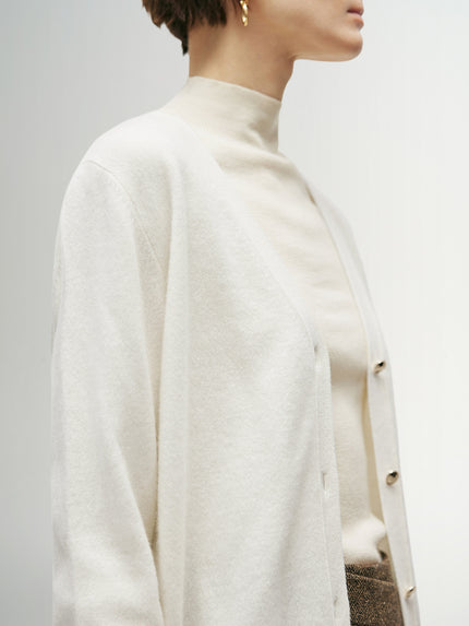 White velvet cashmere cardigan