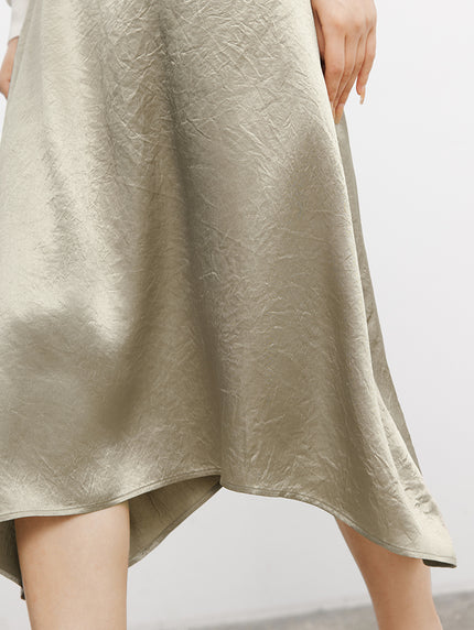 Women's Khaki Smooth 100% Acetate Skirt