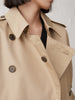 Women's Khaki Double Breasted Long Trench Coat Belt