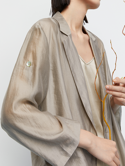 Summer pearl gray 3/4 sleeve blazer