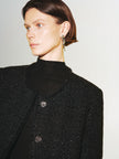 Black tweed jacket with round collar and button closure