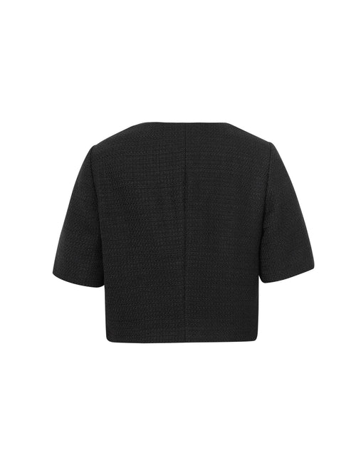 Charger l'image 1 dans la galerie. Veste courte en tweed noire