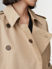 Women's Khaki Double Breasted Long Trench Coat Belt