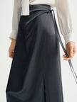 Acetate Side-Slit Midi Skirt