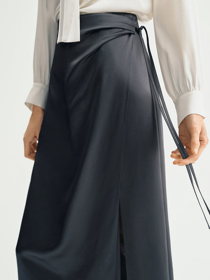 Acetate Side-Slit Midi Skirt