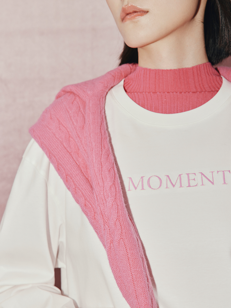 Women's White Embroidered Logo Long Sleeve T-Shirt