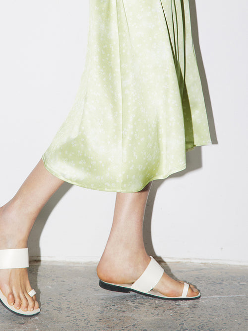 Charger l'image 1 dans la galerie. Women's Light Green Floral Clasic Straight Fit Irregular Hem Skirt