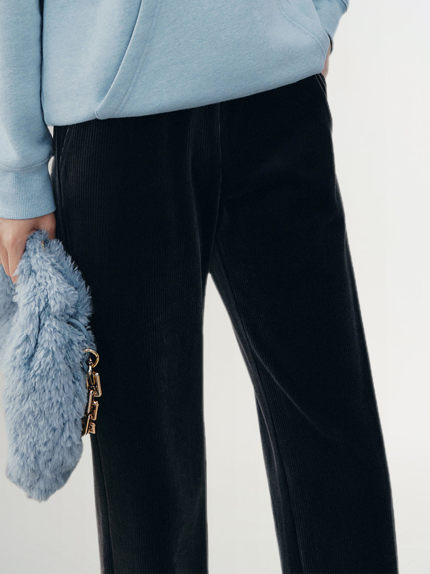 Pantalon épais à jambes larges gris foncé