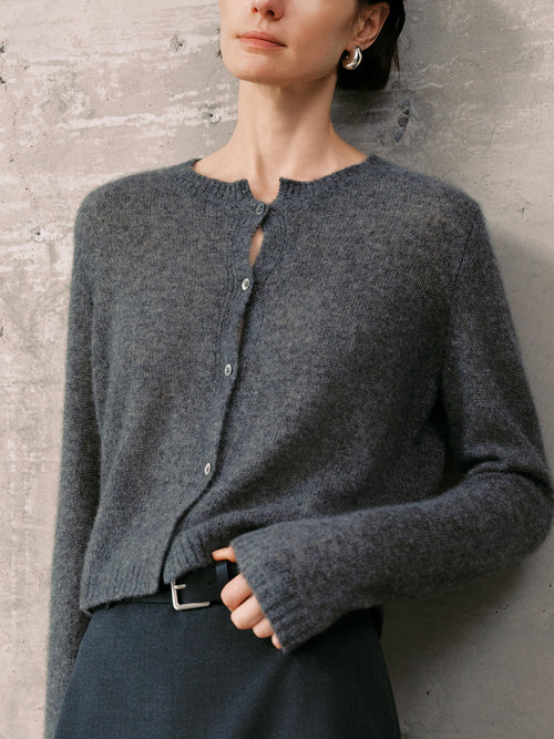 Load image 1 in gallery view. Silk-Cashmere Cardigan
