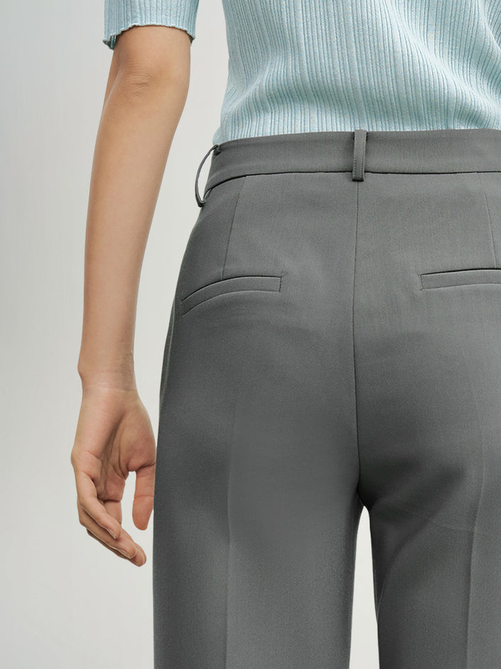 Women's Gray Smooth Slightly Flare Suit Pants