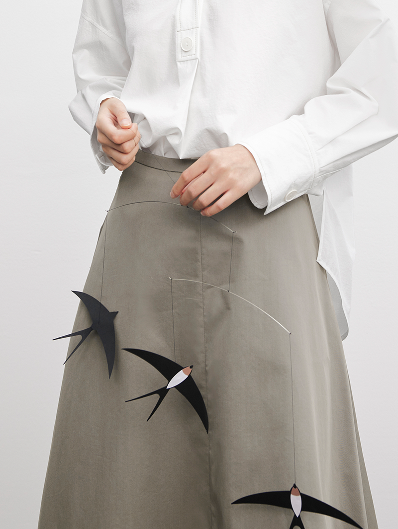 Women's Rock Gray High Waist Circular Skirt