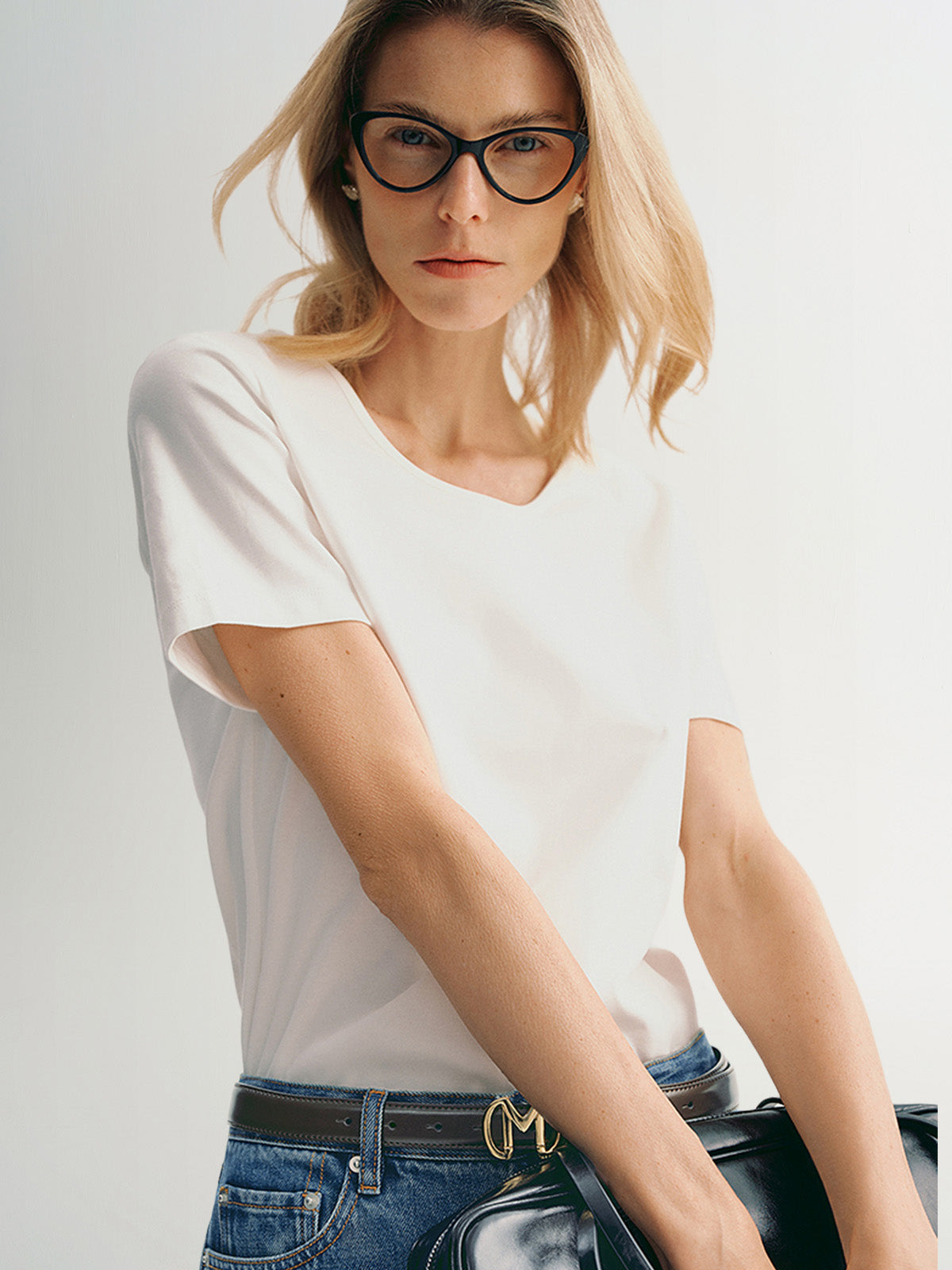 T-shirt blanc à col rond