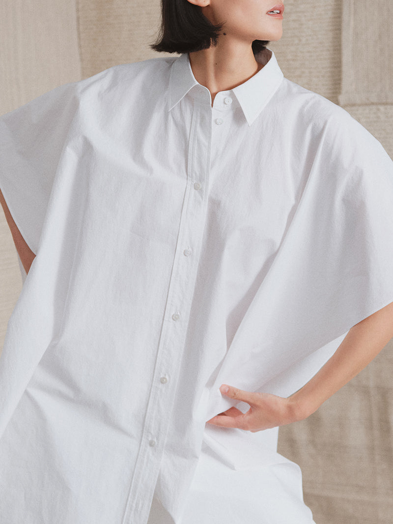 Women's White Classic Colar Stylish Sleeve Shirt