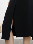 Women's Black Acetate Fiber A-Line Straight Fit Smooth Skirt