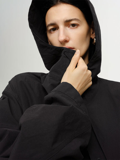 Load image 1 in gallery view. Hooded Pure Cotton Trench Coat