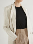Linen Striped Peak Lapel Blazer