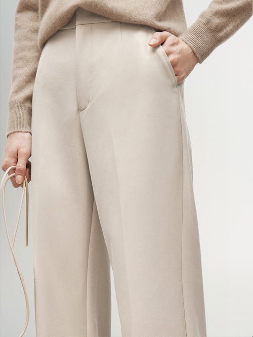 Load image 1 in gallery view. Light beige knitted winter pants
