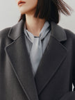 Women's Gray Notch Lapel Sheep Wool Coat