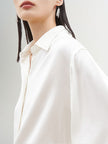 Women's Whit Classic Collar Concealed Placket Long Sleeve Silk Shirt