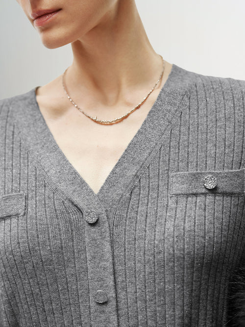 Load image 1 in gallery view. Women's Rock Gray V Neck Rib Knit Tie Belt Jersey Dress