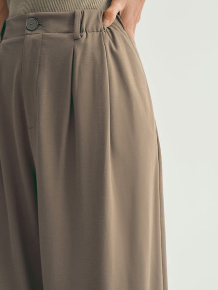 Pantalon large lisse couleur cacao