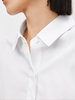 Women's White Classic Collar Pleat Design Long Sleeve Short Shirt