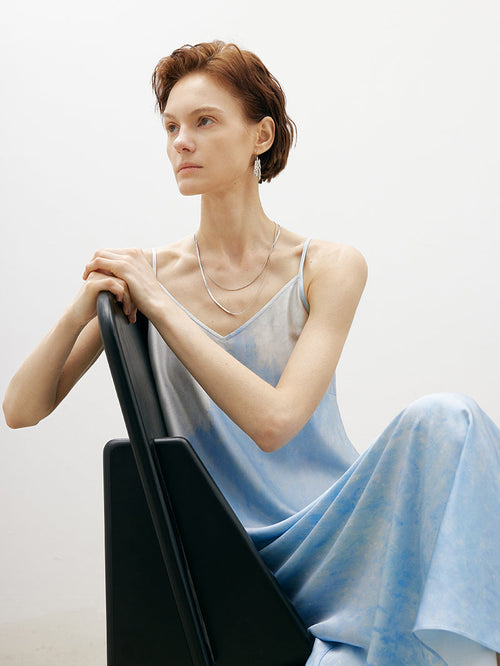 Load image 1 in gallery view. Sky blue satin dress - Capsule Collection