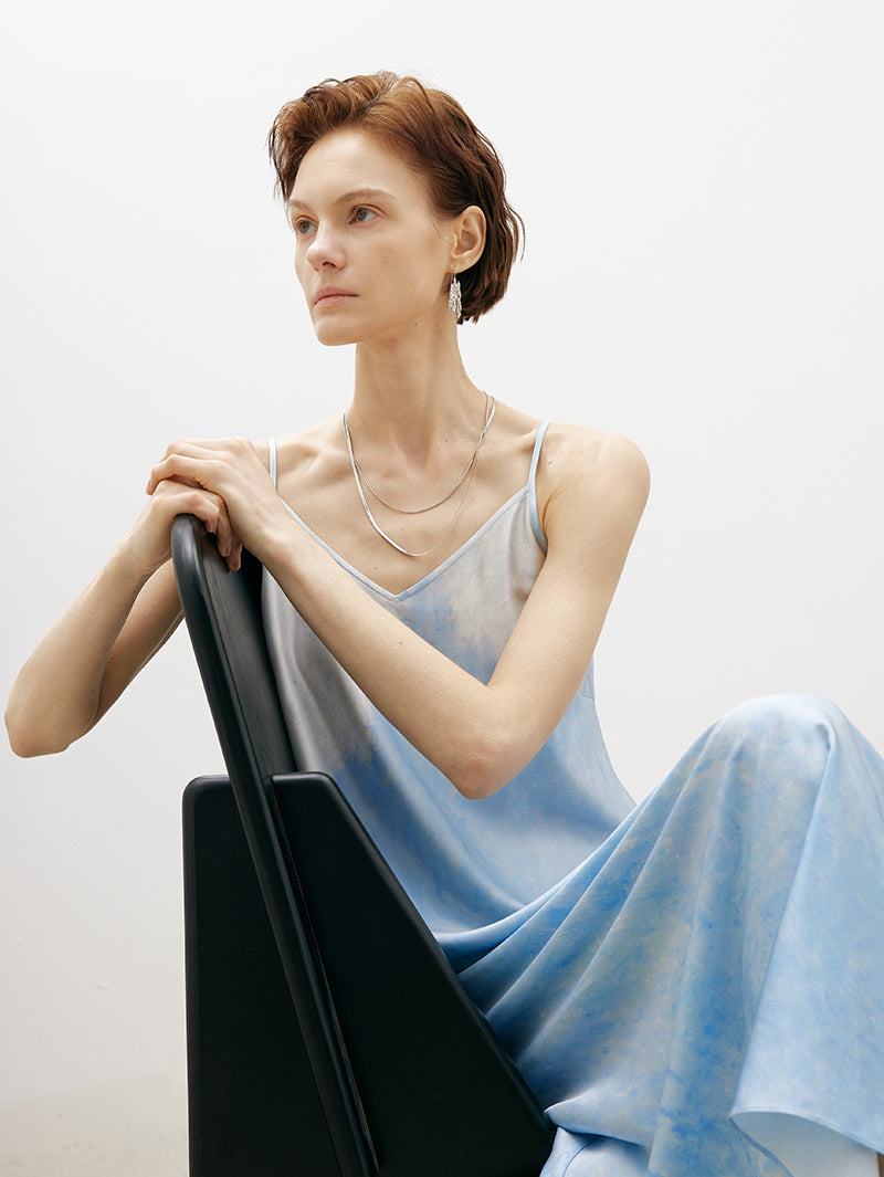 Sky blue satin dress - Capsule Collection