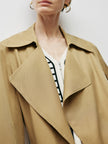 Women's Khaki Lapel Double Breasted Trench Coat with Belt