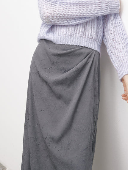 Women's Gray Elegant Straight Fit Mid Length Skirt