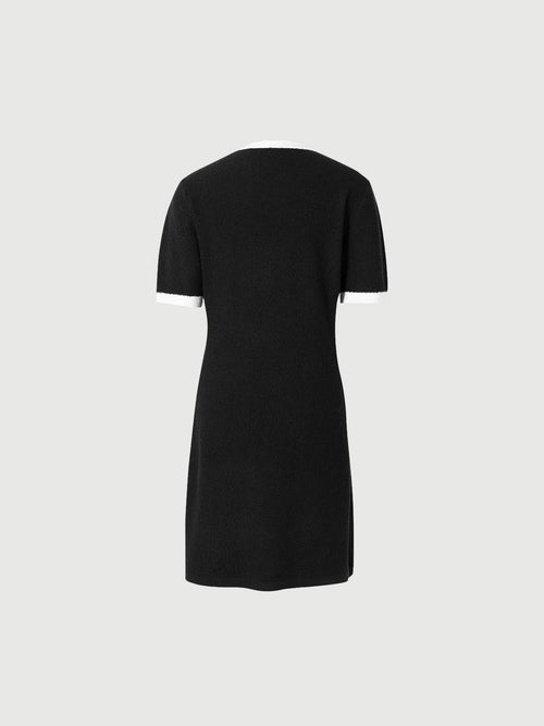 Load image 1 in gallery view. Black dress with contrast binding design